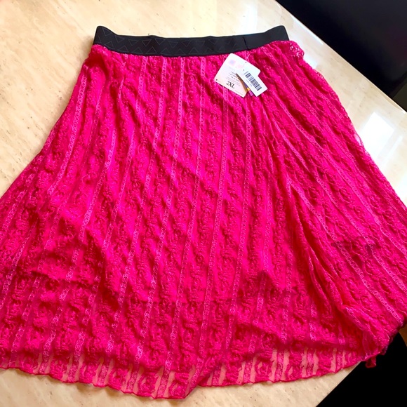 Lularoe Lace NEON pink skirt